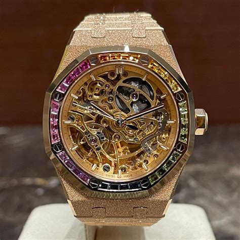 Audemars Piguet Royal Oak 37 Frosted Rose Skeleton Rainbow .